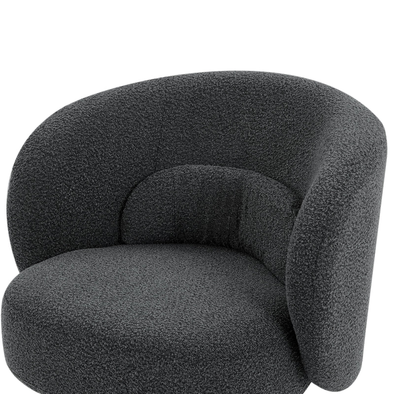 360 Degree Swivel Sherpa Accent Chair Modern Style Barrel Chair with Toss Pillows for home office, living room, bedroom, Dark Grey