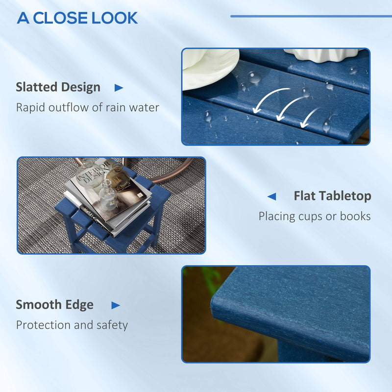 Adirondack Side Table, Square Patio End Table, Weather Resistant 15" Outdoor HDPE Table for Porch, Pool, Balcony, Blue