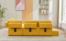 91.73" L-shaped Sofa Sectional Sofa Couch with 2 Stools and 2 Lumbar Pillows for Living Room, Yellow