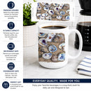 Oyster Ceramic Coffee Mug 15 oz Decorative Large C Handle Mug Cup for Tea, Cocoa Hot Chocolate