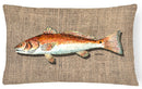 Red Fish Decorative Throw Pillow 12x16 Indoor Outdoor Accent Cushion, Fabric Cover with Insert for Sofa, Bed, Porch & Living Room