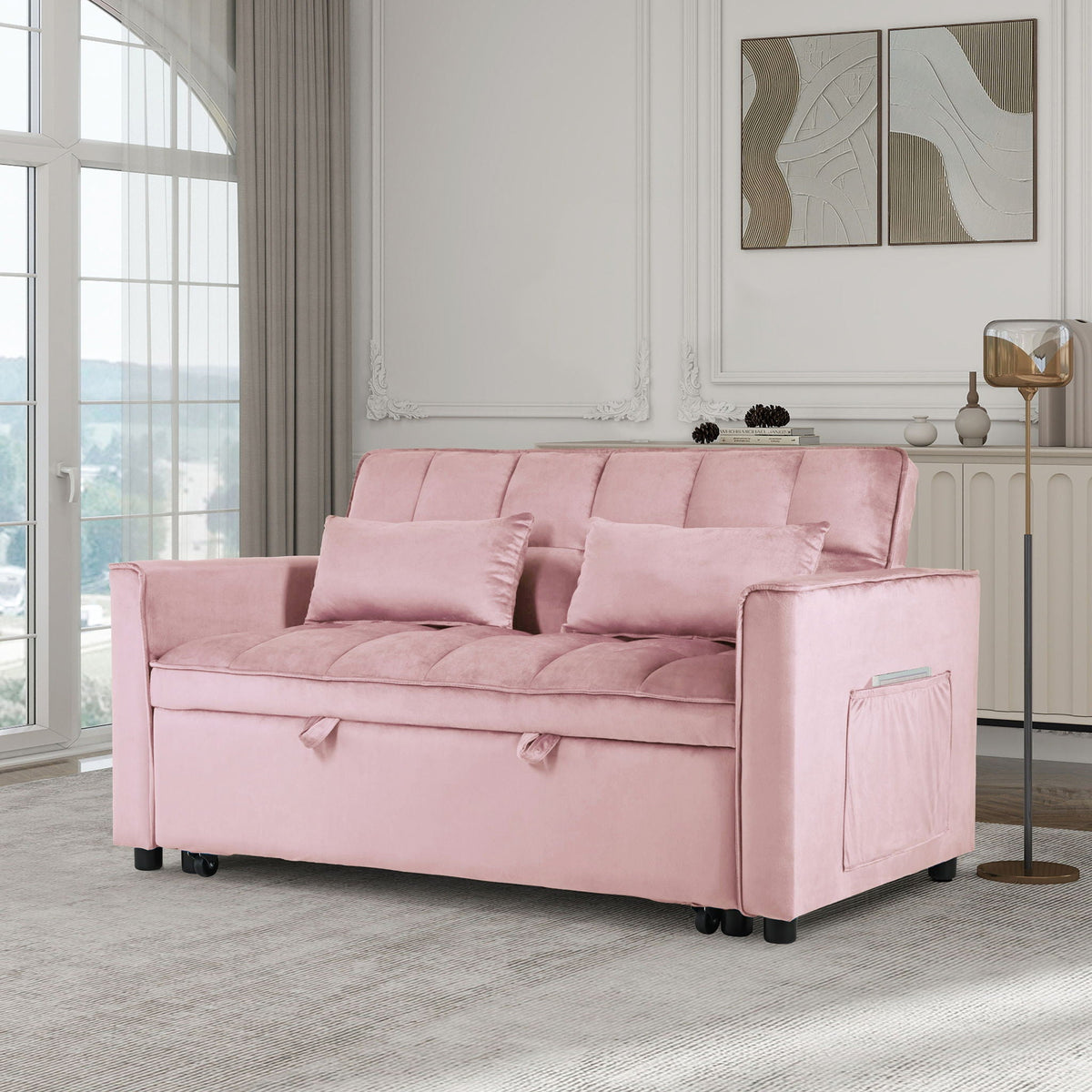 3 In 1 Pull Out Couch Convertible Sofa Bed With Reclining Backrest, photo 17 of 35