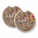 Shrimp Set of 2 Cup Holder Car Coasters Absorbent Round Sandstone Coasters Gifts for Men or Women, 2.5, Multicolor