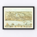 Vintage Map of Manitowac, Wisconsin 1868