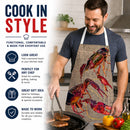 Crawfish Apron Cooking Kitchen Server Baking Crafts Gardening for Adult Women Men, Unisex, Large, Multicolor