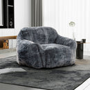 Living Room Bean Bag Sofa Chair With Memory Foam Fillings, Soft Upholstered Bean Bag Armchair - Black / Gray by HouseOfZazla