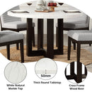 Edwyn - Round Dining Table - White Natural Marble Top & Espresso by Unique Piece Furniture
