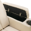 270 Degree Swivel PU Leather Power Recliner Individual Seat Home Theater Recliner with Comforable Backrest, Tray Table, Phone Holder, Cup Holder, USB Port, Hidden Arm Storage for Living Room, White