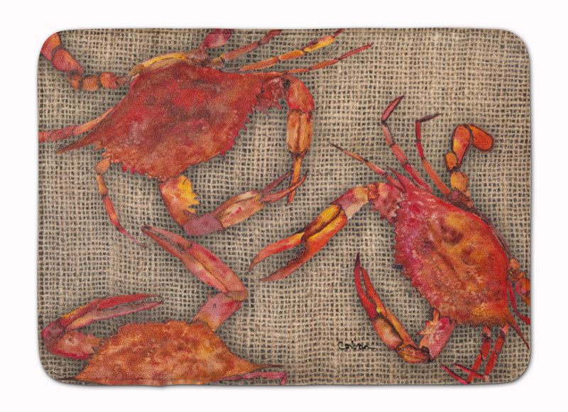 Cooked Crabs on Faux Burlap Machine Washable Memory Foam Mat 8742RUG