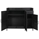 K&K 47.5"W Wicker Outdoor Storage Cabinet with Tempered Glass Top by HouseOfZazla