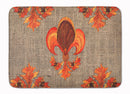Thanksgiving Turkey Fleur de lis  on Faux Burlap Memory Foam Kitchen Mat Machine Washable Anti-Fatigue Cushion Comfort Bath or Kitchen Rug