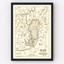Vintage Map of Lake Tahoe, 1915