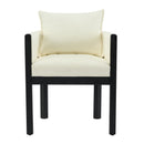Linen Upholstered Armchair with Black Rubber Wood Legs