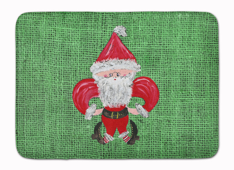 Christmas Santa Fleur de lis Machine Washable Memory Foam Mat 8746RUG