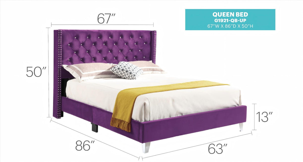 Upholstered Nailhead Trim Chic Bed, photo 29 of 40