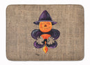 Halloween Pumpkin Bat Fleur de lis Machine Washable Memory Foam Mat 8748RUG