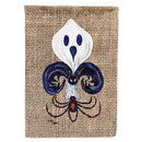 Halloween Ghost Bat and Spider Fleur de lis on Faux Burlap House Flag 28x40 Porch Sleeve Pole Decorative Outside Yard Banner Artwork Wall Hanging, Polyester