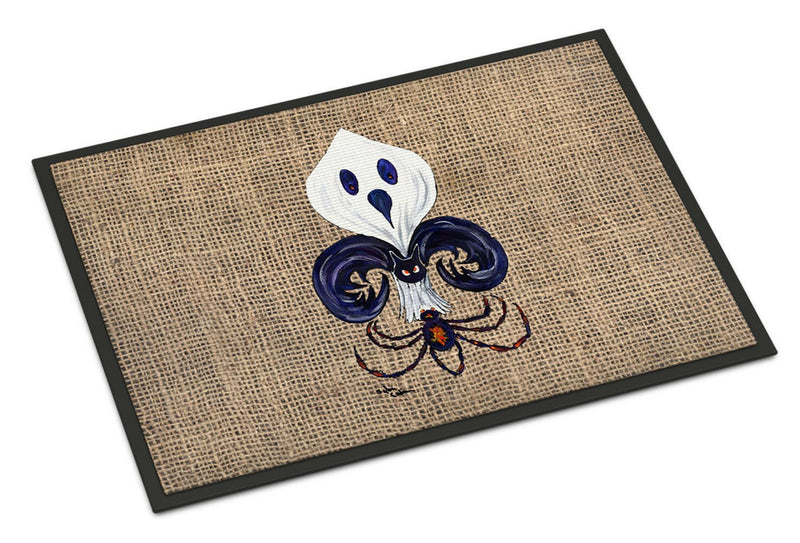 Halloween Ghost Spider Bat Fleur de lis Indoor or Outdoor Mat 24x36 Doormat