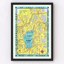 Vintage Map of Lake Tahoe, 1947