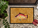 Hog Snapper on Gold Doormat Indoor Outdoor 24H X 36W Front Door Mat Rugs for Entryway, Non Slip Washable Low Pile,