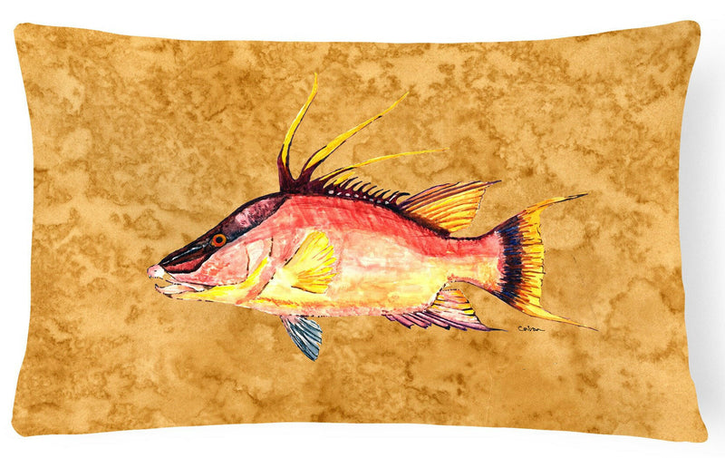 Hog Snapper on Gold Canvas Fabric Decorative Pillow 8751PW1216