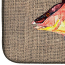Hog Snapper on Faux Burlap Dish Drying Mat Absorbent Dish Drying Mat Pad for Kitchen Counter Dish Drainer Mat for Countertop, 14 x 21", Multicolor