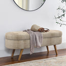 Modern Ottoman Oval Storage Bench With Rubber Wood Legs by Unique Piece Furniture