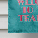 Welcome to the Trailer with Flamingos House Flag 28x40 Porch Sleeve Pole Decorative Outside Yard Banner Artwork Wall Hanging, Polyester