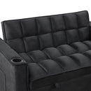 55.3" 4-1 Multi-functional Sofa Bed with Cup Holder and USB Port for Living Room or Apartments Black