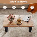 47 inch Farmhouse Style Rustic Coffee Table with Thickened Tabletop and Natural Wood Texture-Oak by LJGDeals