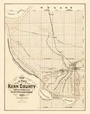 Vintage Map of Kern County, California 1877