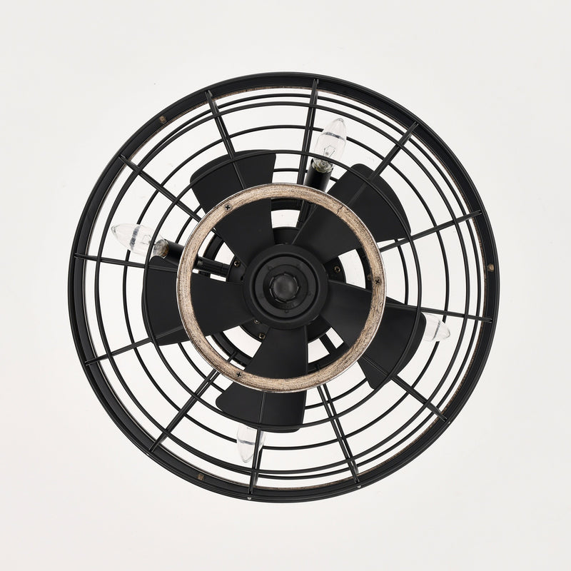 18" Farmhouse Ceiling Fans Light - Caged Ceiling Fan with Remote Control (3-Speeds Adjustable), Wood Rustic Enclosed Reversible Ceiling Fans for Bedroom, Living Room, Kitchen.