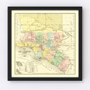 Vintage Map of Los Angeles County, California 1880