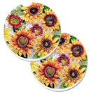 Sunflowers Set of 2 Cup Holder Car Coasters Absorbent Round Sandstone Coasters Gifts for Men or Women, 2.5, Multicolor