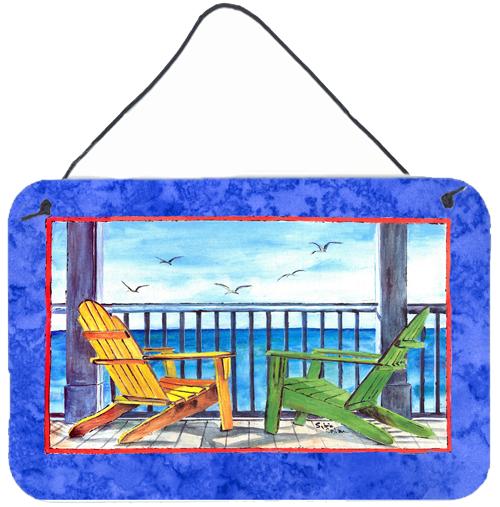 Adirondack Chairs Blue Aluminium Metal Wall or Door Hanging Prints