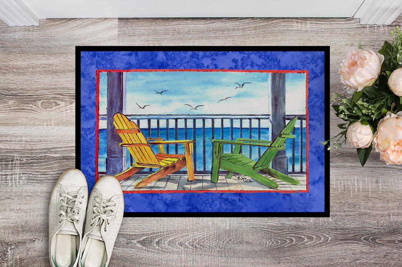 Adirondack Chairs Blue Doormat - 24x36 Decorative Floor Mat – Indoor/Outdoor Rug