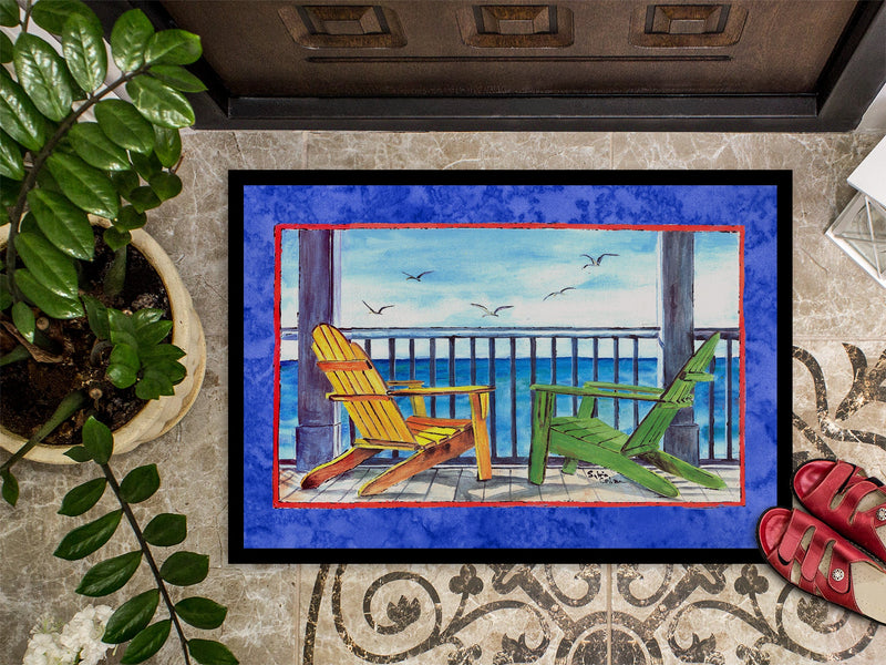 Adirondack Chairs Blue Doormat - 24x36 Decorative Floor Mat – Indoor/Outdoor Rug