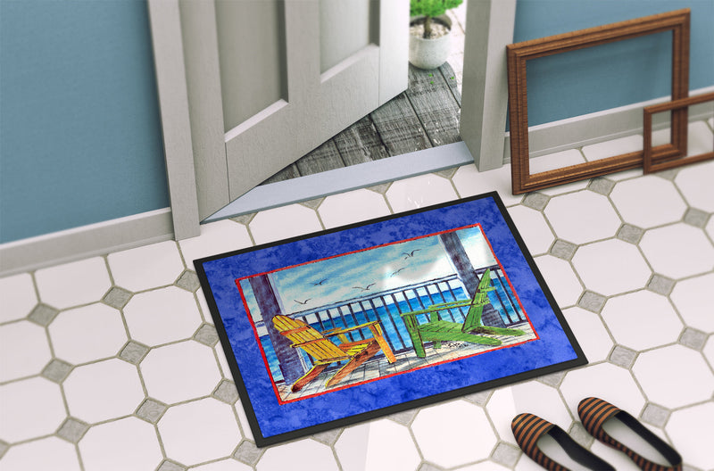 Adirondack Chairs Blue Doormat - 24x36 Decorative Floor Mat – Indoor/Outdoor Rug
