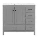 Bathroom Vanity With Ceramic Sink Combo, Abundant Storage Cabinet 2 Soft Close Doors And 5 Drawers by HouseOfZazla