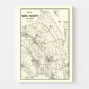 Vintage Map of Napa County, California 1950