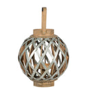 Decorative Lantern With Handle, Wooden Lantern For Indoor Outdoor, Home Garden, Wedding - Silver by HouseOfZazla