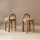 Penny Round Arched Fully Upholstered Counter Stool, Set of 2, Golden