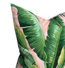 Palm Leaf Pillow Cover in Pink + Green