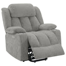Beca - Upholstered Power Lift Recliner With Cupholders And USB Charging by HouseOfZazla