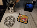 Hot Dog Pot Holder Set of 2 Heat Resistant Quilted Hot Pads 7.5 x 7.5 Inch, Insulated Kitchen Trivets for Cooking & Baking