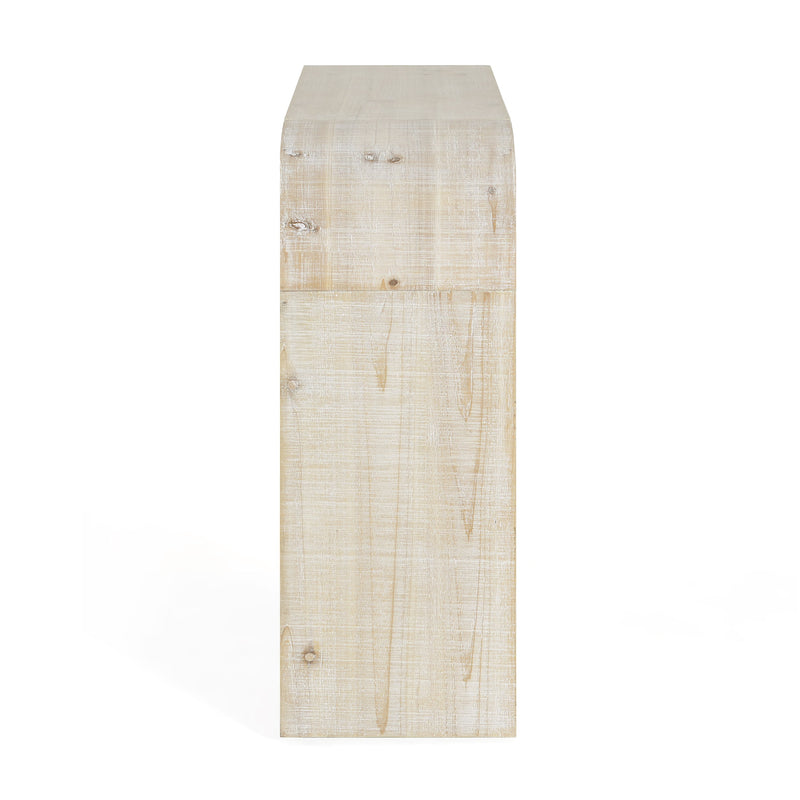 Mirod 52' Wood Console Table with Curved Edge, Natural Texture, Perfect for Entryways and Living Rooms
