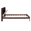 3-Pieces Bedroom Sets,Queen Size Wood Platform Bed and Two Nightstands,Storage Platform bed with USB and LED Lights-Walnut+Beige