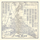 Vintage Map of Long Beach, CA Business Section 1938
