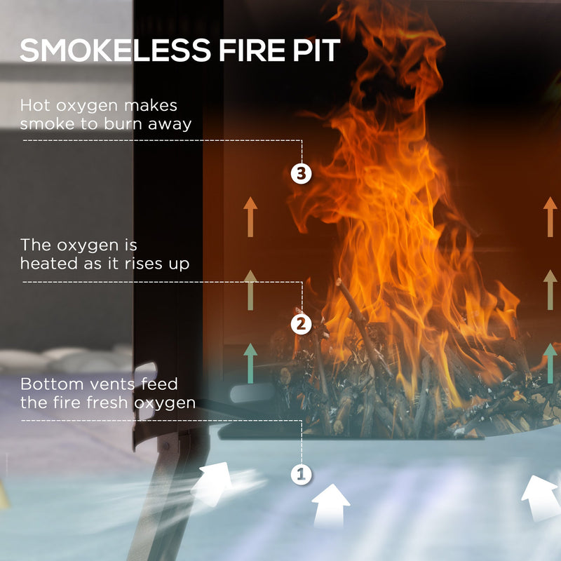 2-in-1 Smokeless Fire Pit, BBQ Grill, 19" Portable Wood Burning Firepit with Cooking Grate and Poker, Low Smoke Camping Bonfire Stove for Backyard Patio Picnic, Steel, Bronze