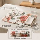 DaDa Bedding Set of 4-Pieces Romantic Roses Pink Floral Quilted Dining Placemats 13” x 19” (879) by DaDalogy Bedding Collection